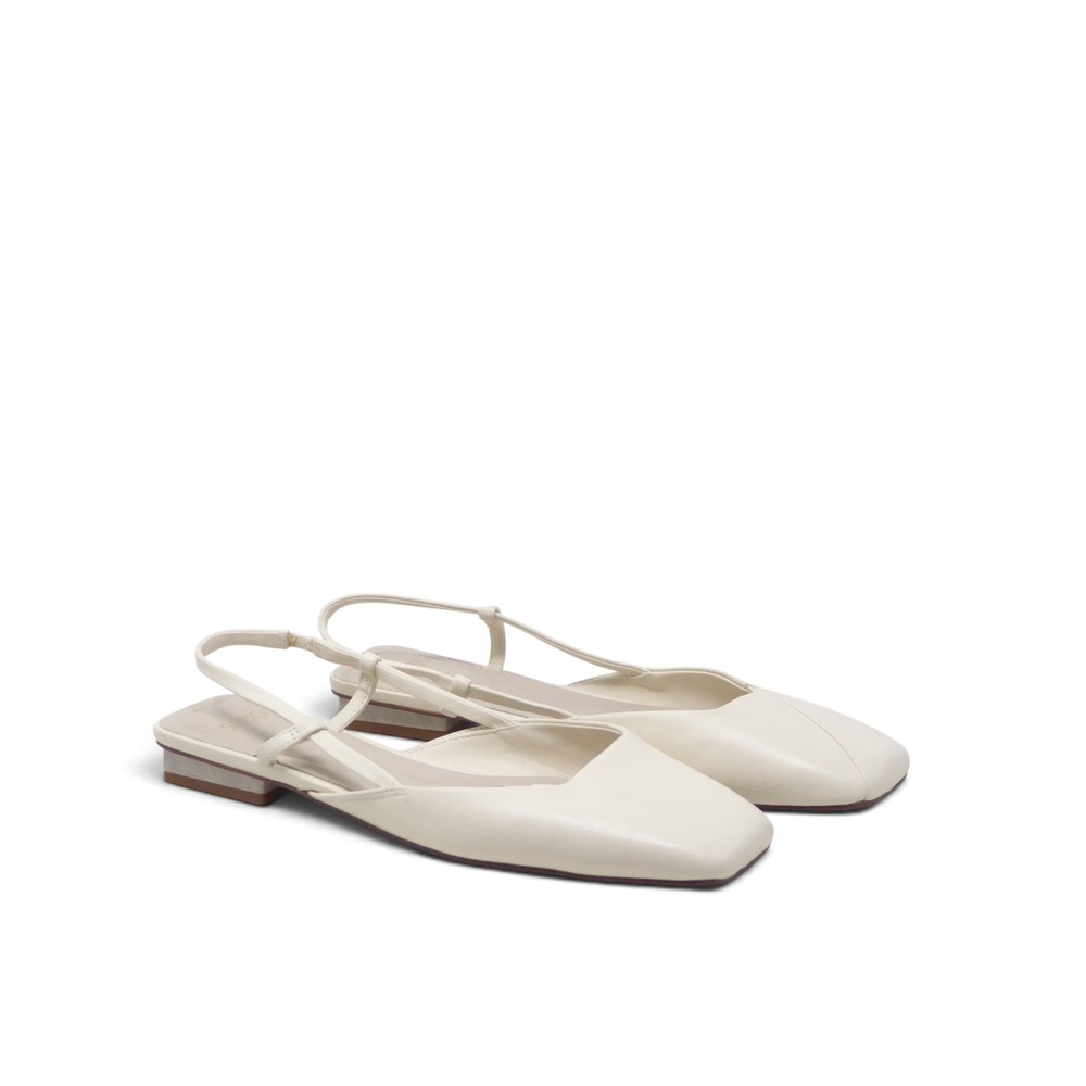 Sarto Franco Sarto Womens Telica Flats Cream Leather Square Toe Slingback 8M